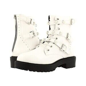 Bullboxer Charlotte Boots Women's US 11 White Ankle Round Toe Combat JOBB166
